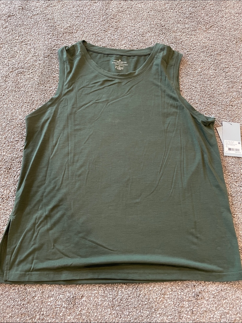 ANTONIO MELANI Olive Green Sleeveless Tank Top